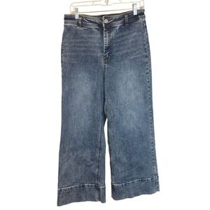 NWT OAT New‎ York Medium Wash High Rise Wide Leg Jeans Distressed size 10/30